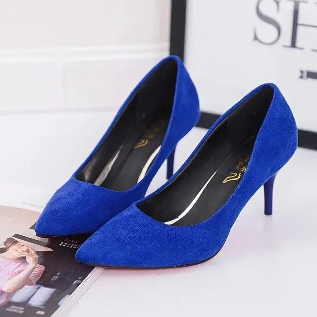 Women's Pointed Toe Pumps | Faux Suede High Heels Slingback Shoes