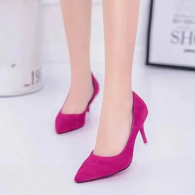 Women's Pointed Toe Pumps | Faux Suede High Heels Slingback Shoes