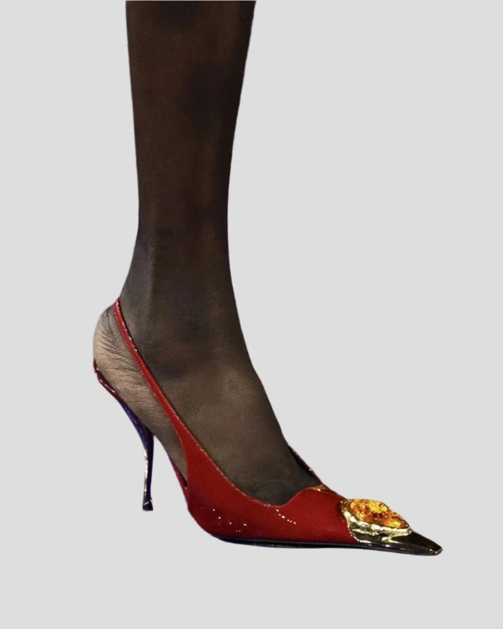 Xue Rhinestone Toe Slingback Pumps In Red