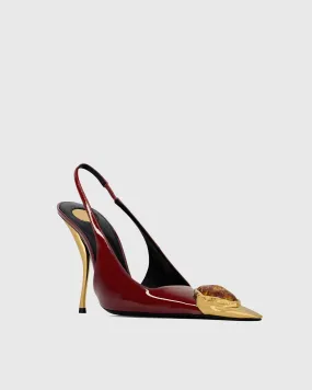 Xue Rhinestone Toe Slingback Pumps In Red