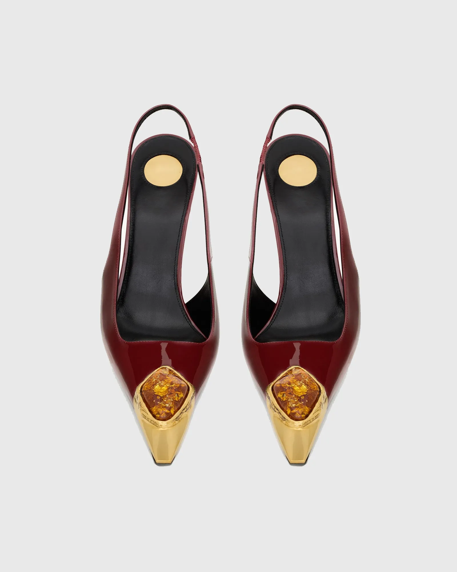 Xue Rhinestone Toe Slingback Pumps In Red